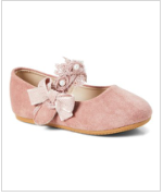 Mauve Lace Faux Pearl Bow Flat