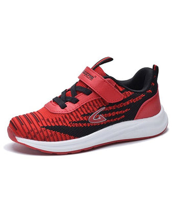 Red & Black Stripe Mesh Top-Strap Sneaker - Boys