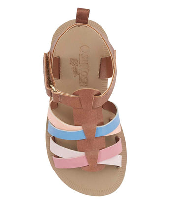 OshKosh B'gosh  Tan Multicolor Strap Amalie Sandal - Girls