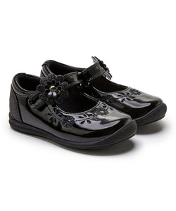 Black Gloss Floral Briar Mary Jane - Girls