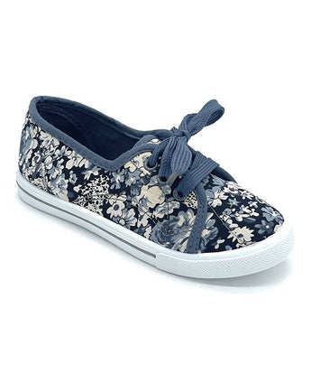 Gray Floral Adore Sneaker - Girls