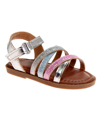 Petalia | Silver & Pink Glitter Strappy Sandal - Girls