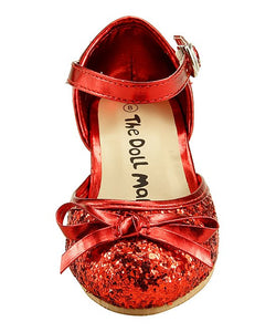 Red Glitter Ankle-Strap Dress Shoe - Girls