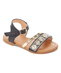 Ositos Shoes | Black Circle-Accent Sandal - Girls
