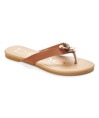 Cognac & Gold Floral Sandal - Girls