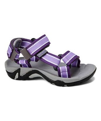 Purple & Gray Stripe Sandal - Girls