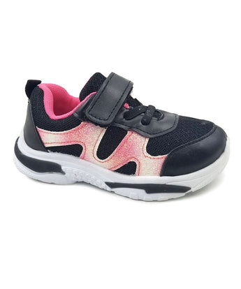 Black & Fuchsia Glitter Mila Sneaker - Girls